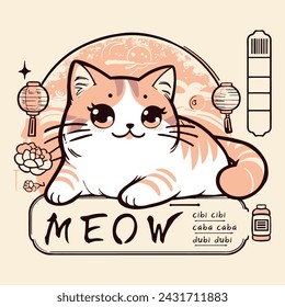 vector de diseño de camiseta de gato lindo