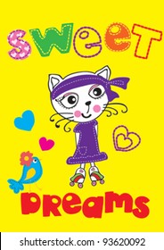 cute cat / T-shirt graphics / cute cartoon characters / cute graphics for kids / Book illustrations
