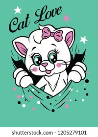 cute cat  t-shirt graphics, vectors