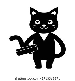 Gato lindo que escribe rápido como gato del codificador en estilo del Vector de la línea, trabajando eficientemente mientras que agrega encanto juguetón a las ilustraciones modernas profesionales de la oficina del Vector.