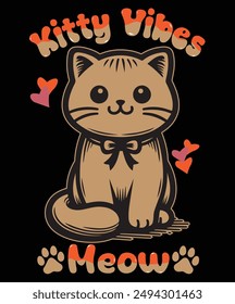 cute  cat and typography t-shirt design for cat lover.