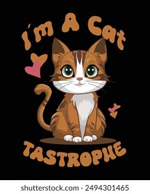 cute  cat and typography t-shirt design for cat lover.