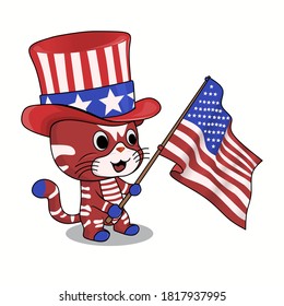 Cute cat with uncle sam style. Special for american. 