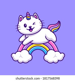 Cute Cat Unicorn Flying Cartoon Vector Stock Vector (Royalty Free ...