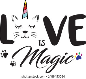 Cute cat unicorn illustration for t-shirt or other uses,in vector