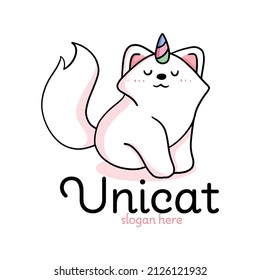 Cute Cat Unicorn logo template