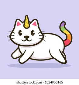 Cute cat unicorn mystical mascot logo design illustration