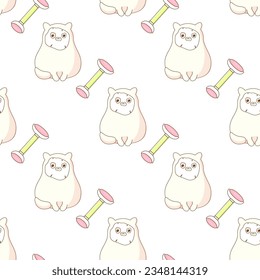 cute cat uses kawaii korean cosmetics seamless 
