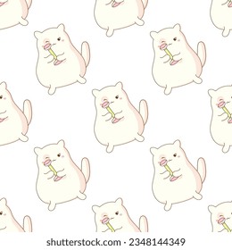 cute cat uses kawaii korean cosmetics seamless 