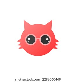 cute cat using  glasses logo icon vector illustration