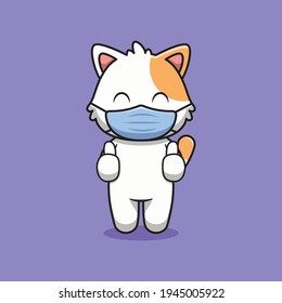 cute cat using a mask