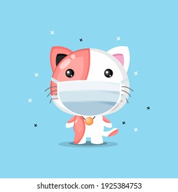 Cute cat using medical mask