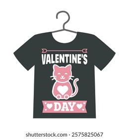 Cute Cat Valentine's Day T shirt Design. Best for valentine's day t-shirt, poster, mug and any printing.