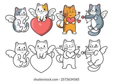 Cute cat valentines day, vector illustration