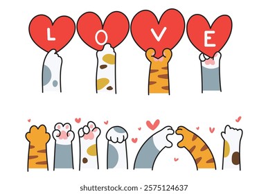 Cute cat valentines day, vector illustration	