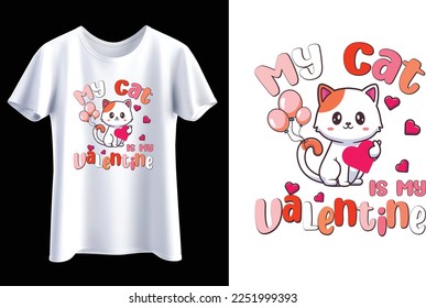 cute cat Valentin's t-shirt for 2023