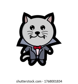 cute cat vampire, good for Halloween costumes, stickers, doodles, cartoon, t shirt design, childish