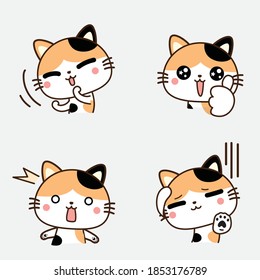 Cute cat in various emoticons
