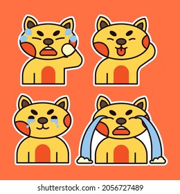 Cute Cat with Various Expression Illustration. Crying , Disappointed and Tongue Out Expression.
