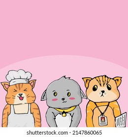 süße Katze mit verschiedenen Berufen