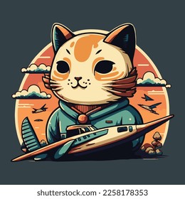 Ilustración de coloración de arte del vector de gato para niños