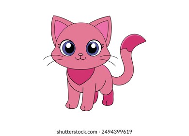 A Cute cat vector art in white background illustration.