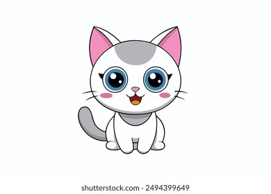 A Cute cat vector art in white background illustration.