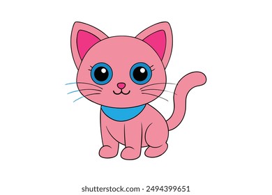 A Cute cat vector art in white background illustration.