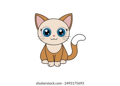 A Cute cat vector art in white backhround illustration.