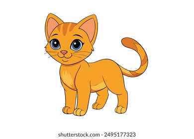 A Cute cat vector art in white backhround illustration.