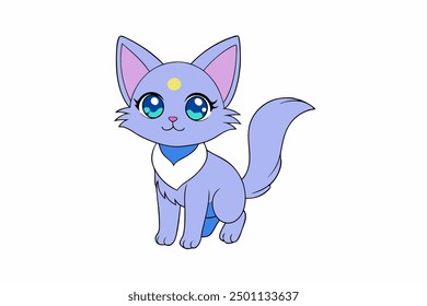 A cute cat vector art in white background illustration.