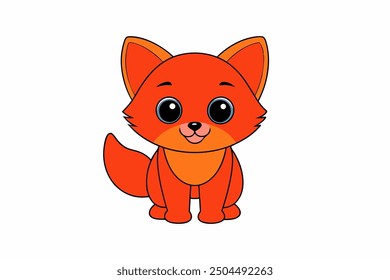 A cute cat vector art in white art background illustration.