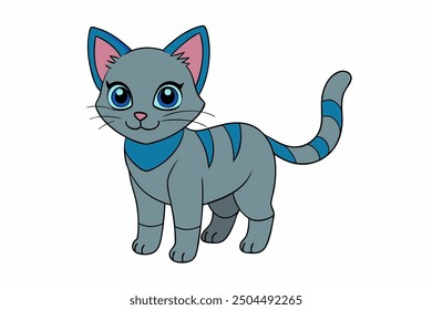 A cute cat vector art in white art background illustration.