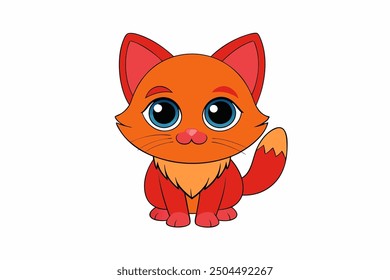 A cute cat vector art in white art background illustration.