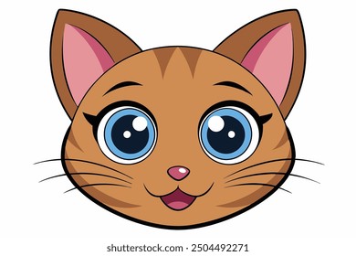 A cute cat vector art in white art background illustration.