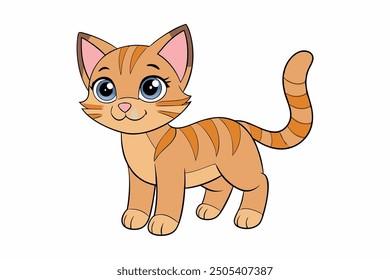 Un lindo Arte vectorial de gato en ilustración de fondo de arte blanco.