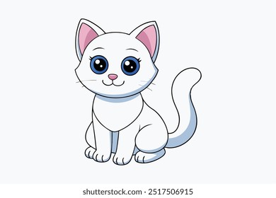 A cute cat vector art in white background illustration.
