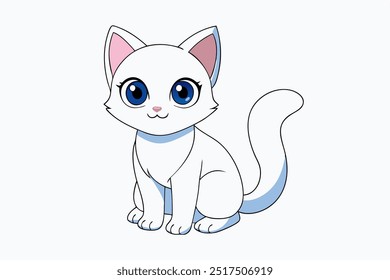 Uma arte vetor gato bonito na ilustração de fundo branco.