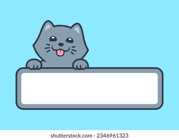 Cute Cat Vector Banner Label