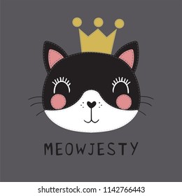 Cute cat vector.Can be used for kids or babies t shirt design.Fashion print graphic.Cartoon animal illustration