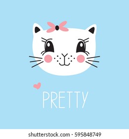 Cute cat vector.  Can be used for school books and drawing poster, T-shirt Print and cartoon character.