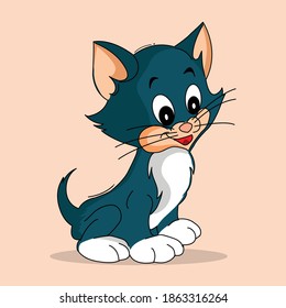 Cute Cat Vector Cartoon Art - Cat Vector Graphic