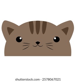 cute cat vector, cartoon cat face, drawing cat face easy and simple full color with isolated background