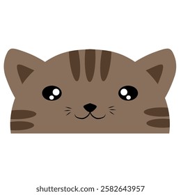 cute cat vector, cartoon cat face, drawing cat face easy and simple full color with isolated background