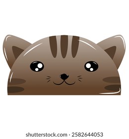 cute cat vector, cartoon cat face, drawing cat face easy and simple full color with isolated background