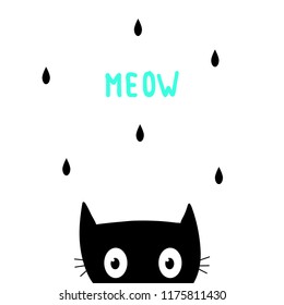 Cute cat. Vector cartoon illustration. Funny, cute white bunny. Scandinavian design for Interior children room, print card, pillow, t-shirt.