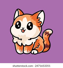 Cute Cat Vector Cartoon Illustration. Animal Icon Concept Isolated Premium Vector. Flat Cartoon Concept for Event. Cute Doodle Cartoon Illustration Style. Suitable for any Project
