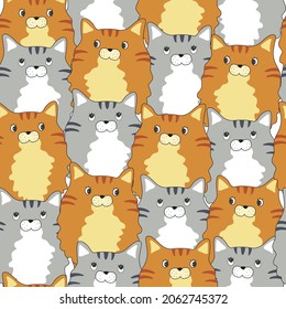 Cute cat vector cartoon (Kawaii animal) seamless pattern: Pastel color kid food dessert bakery product fabulous fashion child decoration cafe shop, Invitation post, t-shirt