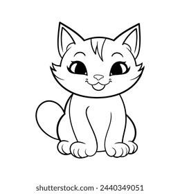 cute cat vector. coloring book. isolated on white background