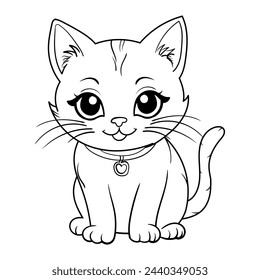 cute cat vector. coloring book. isolated on white background